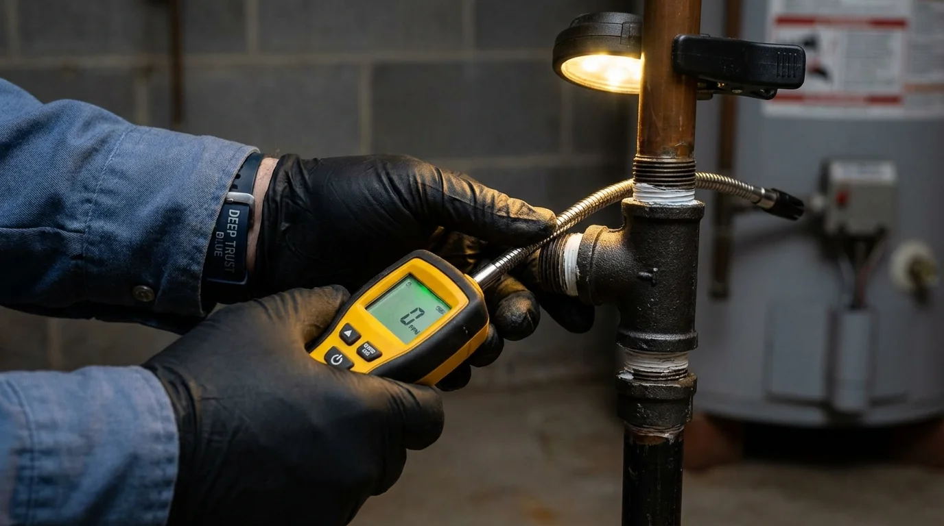 Gas leak detection with electronic sniffer by Johns Plumbing LLC in Lagrange